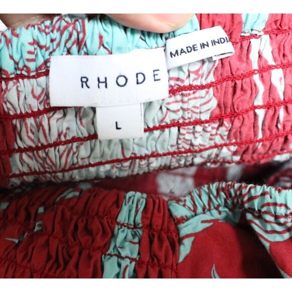 Rhode Eloise Ancient Greek Tile Midi Puff Sleeve Dress Size Large - Picture 6 of 7